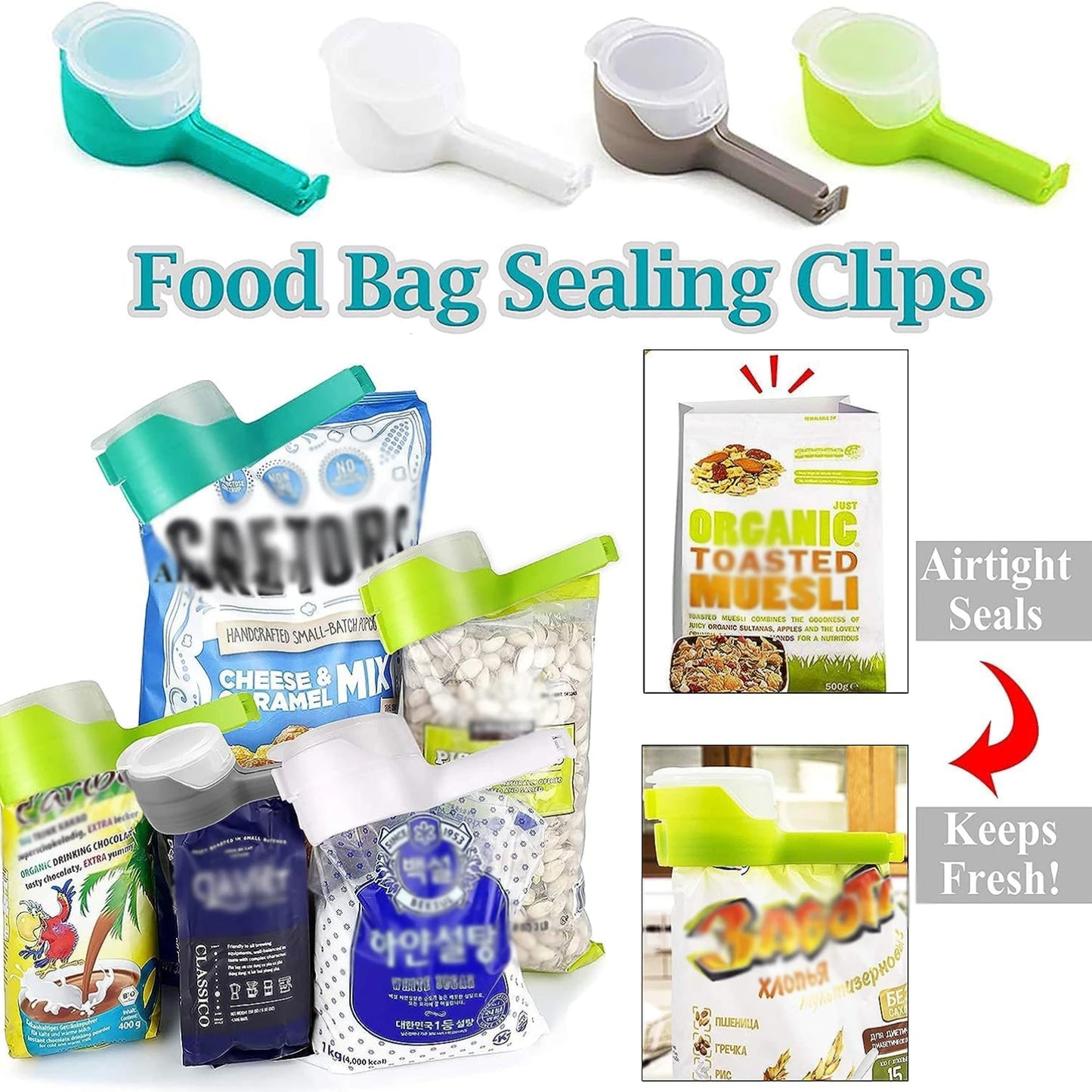 Clips de bolsa para almacenamiento de alimentos